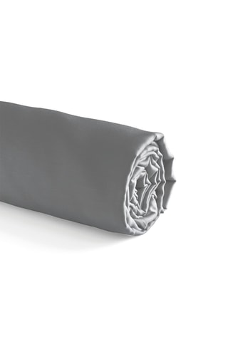 Sábana bajera de satén de algodón 200 hilos/cm² Liso - Gris