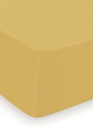 Sábana bajera de satén de algodón 200 hilos/cm² Aurore - Ocre