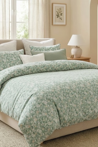 2 fundas de almohada de satén de algodón 80 hilos/cm² Feuillage Fleuri - Verde