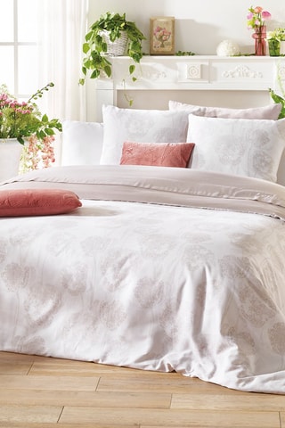 2 fundas de almohada de satén de algodón 200 hilos/cm² Lace - Topo