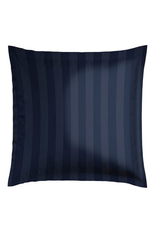 2 fundas de almohada de satén de algodón 80 hilos/cm² Bouquet d'Hortensias - Azul noche y beige