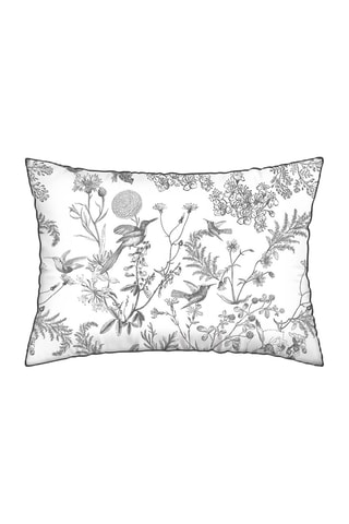 2 fundas de almohada de satén de algodón 200 hilos/cm² Jardin du colibri - Negro y gris