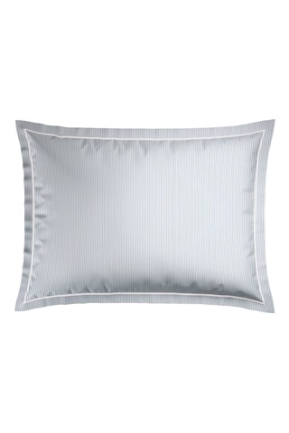 2 fundas de almohada de satén de algodón 80 hilos/cm² Rayures fines - Azul claro