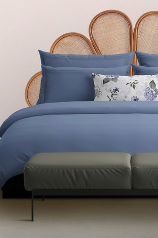 2 fundas de almohada de satén de algodón 80 hilos/cm² - Azul