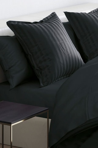 2 fundas de almohada de satén de algodón 80 hilos/cm² Dobby - Negro