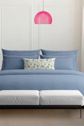 2 fundas de almohada de satén de algodón 80 hilos/cm² - Azul