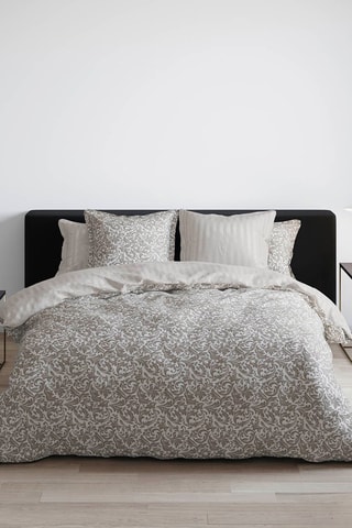 2 fundas de almohada de satén de algodón 200 hilos/cm² Romanesque - Topo y blanco