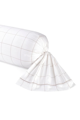 Funda de almohada de satén de algodón 80 hilos/cm² Caren - Blanco y topo