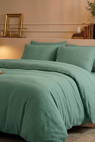 2 fundas de almohada de gasa de algodón 85 hilos/cm² - Verde