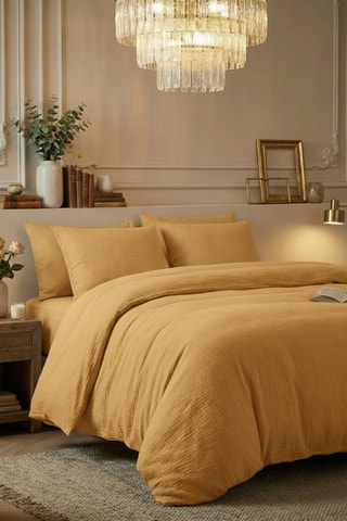 2 fundas de almohada de gasa de algodón 85 hilos/cm² - Amarillo