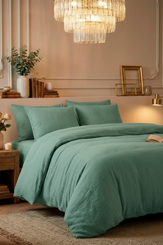 2 fundas de almohada de gasa de algodón 85 hilos/cm² - Verde
