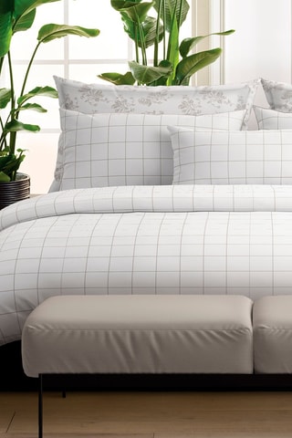 2 fundas de almohada de satén de algodón  80 hilos/cm² Caren - Blanco y topo