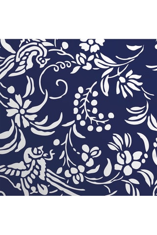 2 fundas de almohada de satén de algodón 200 hilos/cm² Birds - Azul marino y blanco