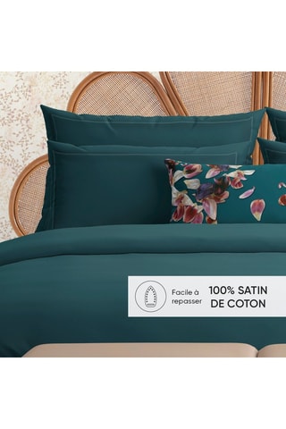 2 fundas de almohada de satén de algodón 80 hilos/cm² - Azul
