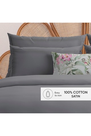 2 fundas de almohada de satén de algodón 80 hilos/cm² - Gris