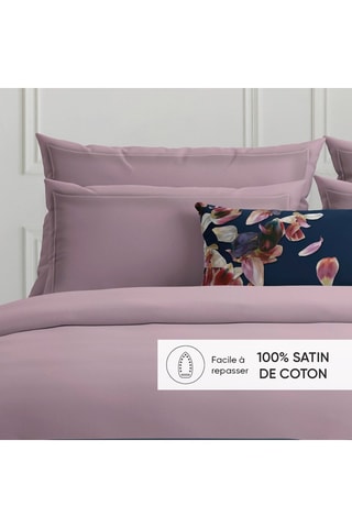 2 fundas de almohada de satén de algodón 80 hilos/cm² - Lila