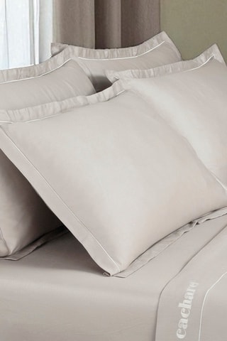 2 fundas de almohada de satén de algodón 80 hilos/cm² - Topo