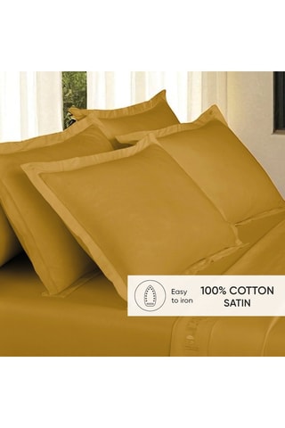 2 fundas de almohada de satén de algodón 80 hilos/cm² - Amarillo