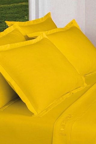 2 fundas de almohada de satén de algodón 80 hilos/cm² - Amarillo