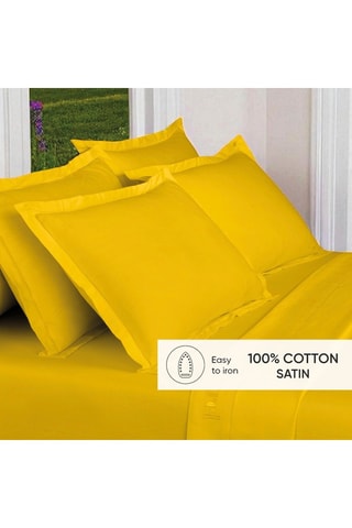 2 fundas de almohada de satén de algodón 80 hilos/cm² - Amarillo