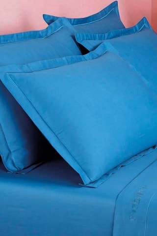 2 fundas de almohada de satén de algodón 80 hilos/cm² - Azul