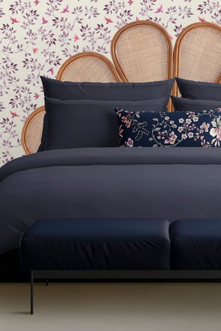 2 fundas de almohada de satén de algodón 80 hilos/cm² - Azul