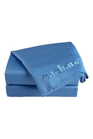 Sábana encimera de satén de algodón 80 hilos/cm² - Azul