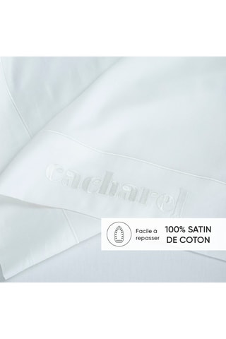 Sábana encimera de satén de algodón 80 hilos/cm² - Blanco
