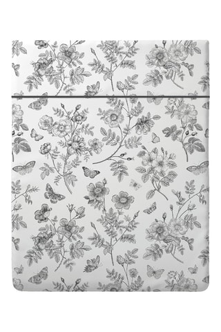 Sábana encimera de satén de algodón 360 hilos/cm² Envolée de papillons - Blanco