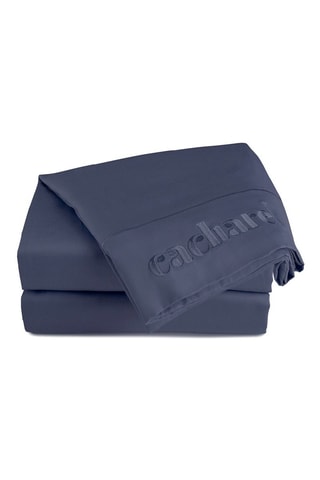 Sábana encimera de satén de algodón 80 hilos/cm² - Azul