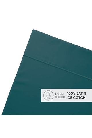 Sábana encimera de satén de algodón 80 hilos/cm² - Azul