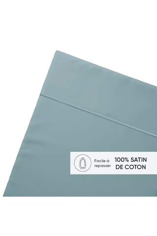 Sábana encimera de satén de algodón 80 hilos/cm² - Azul