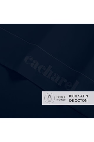Sábana encimera de satén de algodón 80 hilos/cm² - Azul