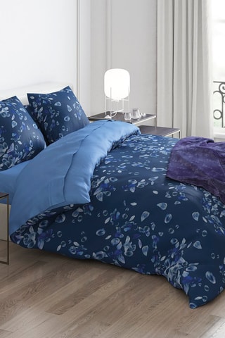 Sábana encimera de satén de algodón 200 hilos/cm² Aurore - Azul