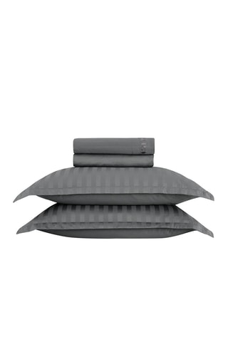 Juego de sábanas de satén de algodón 80 hilos/cm² Dobby Stripe Woven - Gris oscuro