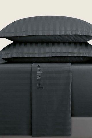 Juego de sábanas de satén de algodón 80 hilos/cm² Dobby Stripe Woven - Negro