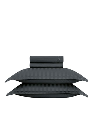 Juego de sábanas de satén de algodón 80 hilos/cm² Dobby Stripe Woven - Negro
