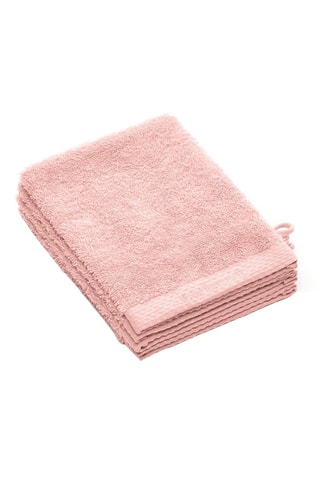 4 manoplas de baño de algodón peinado 550 hilos/cm² - Rosa salmón