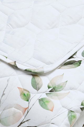 Colcha de satén de algodón Petit Bosquet - Blanco y verde