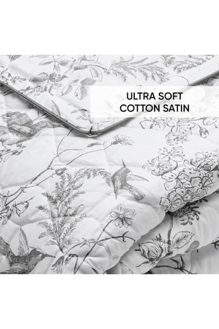 Colcha XL de satén de algodón 80 hilos/cm² Jardin du Colibri - Negro y blanco