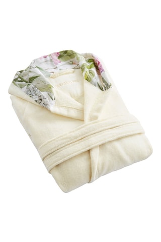 Albornoz con capucha Jardin de roses - 
Blanco roto