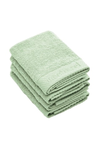 4 toallas de tocador de algodón peinado 550 hilos/cm² - Verde pradera - 30 x 30 cm
