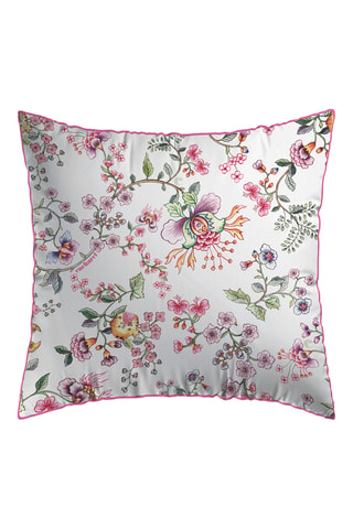 2 fundas de almohada de satén de algodón 80 hilos/cm² Jardin secret - Blanco