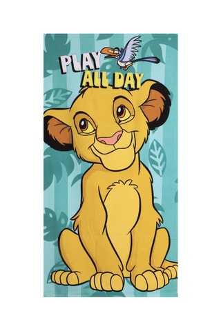 Douchelaken Zazu en Simba The Lion King Disney - 70 x 140 cm - Beige en groen