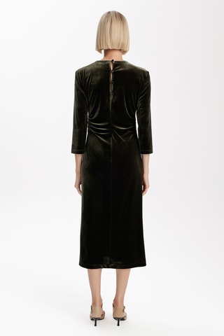 Vestido direito em veludo - Caqui - Verde