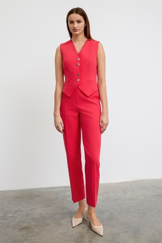 Pantalon taille haute - Rouge