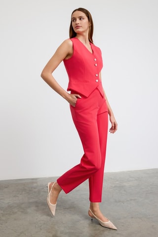 Pantalon taille haute - Rouge