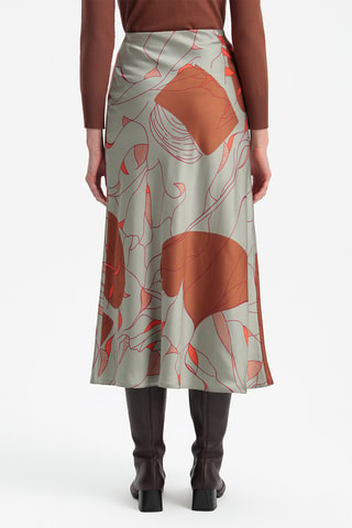 Jupe midi taille haute  - Rouge et gris