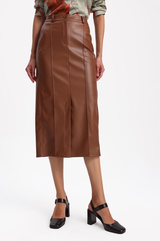Jupe midi  - Marron