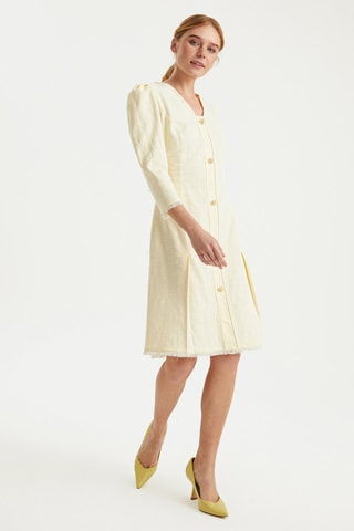 Vestido direito Creme - Bege-claro
